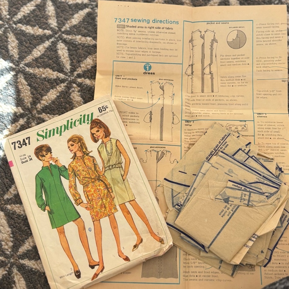 60's Simplicity Pattern 7347 - Misses Dress Pattern - Bust 34 - Simplicity 7347 - Picture 7 of 7